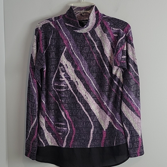 Simply Vera Vera Wang Tunic chiffon Trim mock neck Small - Picture 1 of 8